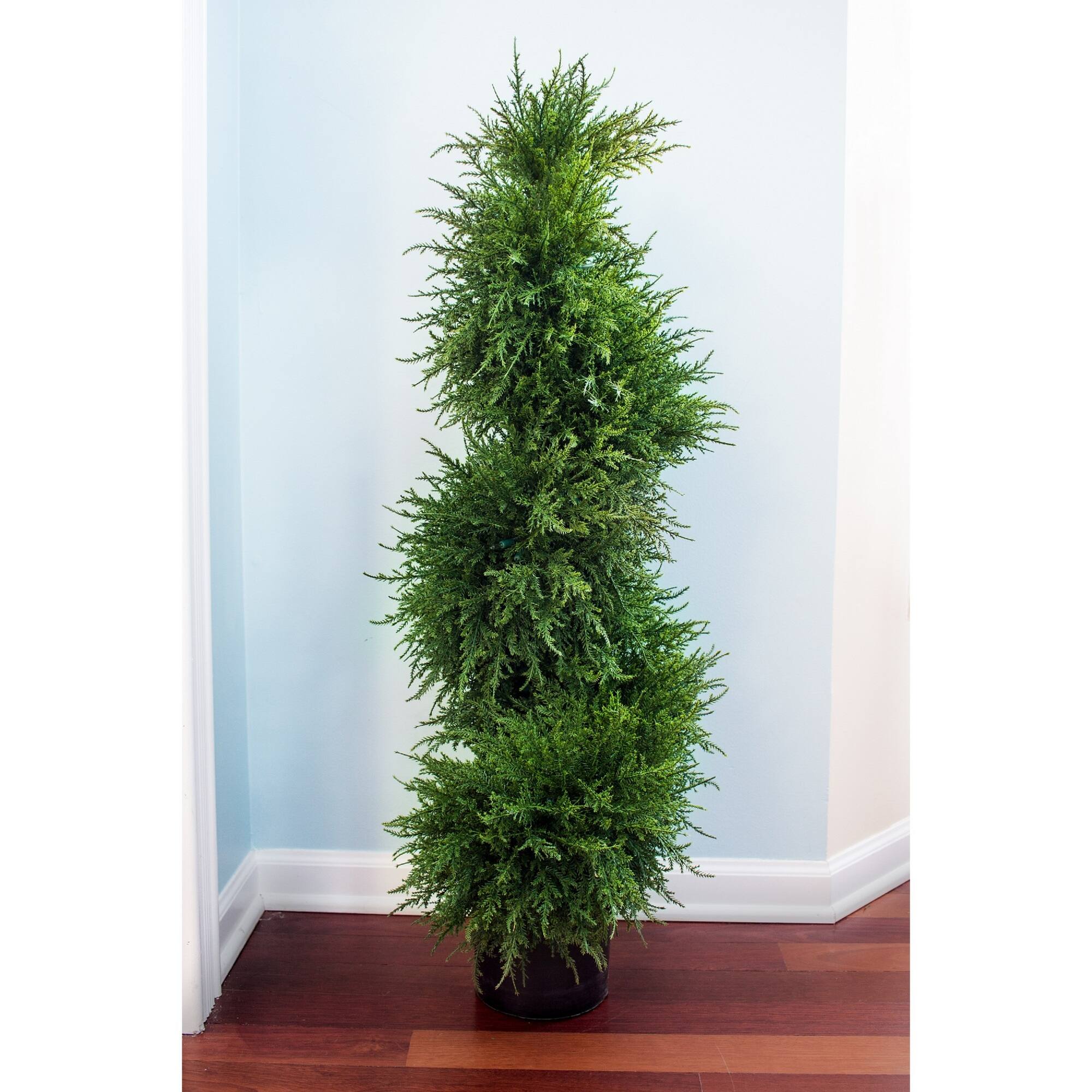 3.5ft. Pre-Lit Potted Cedar Spiral Topiary